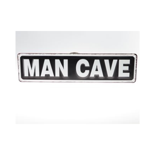 Tekst Bord Man Cave zwart/wit 10 bij 40 cm