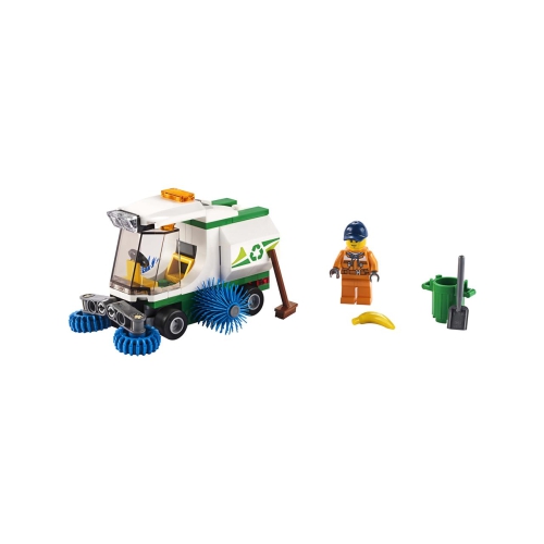 Het is tijd om de straten van LEGO® City schoon te maken! Help de bestuurder de straatveegmachine met de geweldige draaiende borstels te besturen. Wauw! Het schoonmaken van de wegen wordt echt kinderspel met deze coole wagen!