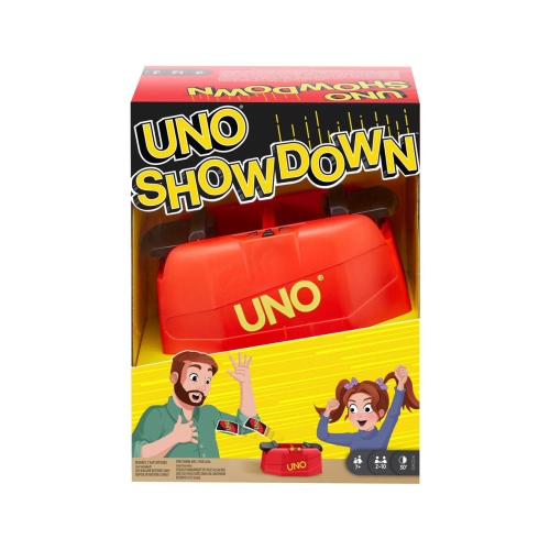 Spel Uno Quick Draw is een erg leuk kaartspel. Als het lichtje aangaat en het signaal van de UNO Showdown unit afgaat, moet je zo snel mogelijk het pedaal omlaag duwen!