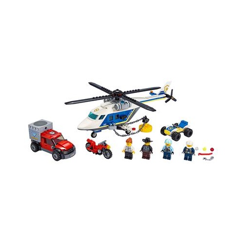 Ga achter de gestolen kluis aan met LEGO City 60243 Politiehelikopter Achtervolging ‘Jeetje, ik wist niet dat auto’s konden vliegen!’ Snel gaan Snake Rattler en zijn medeplichtige ervandoor met een gestolen kluis!