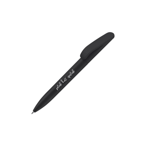 Met deze mooie, matzwarte pen is schrijven een feestje. De pen heeft een soft touch, hierdoor heb je grip en houdt de pen prettig vast. De kleur inkt is blauw.