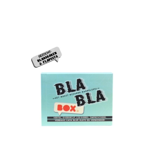 Bla Bla BOX (14+):
Check hoe ‘gevat’ jouw medespelers zijn.
Improviseer erop los en lig in een deuk.
Dit spel is echt revolutionair en zorgt voor onwijs grappige toestanden.