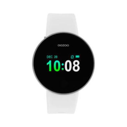Deze comfortabele OOZOO Q00101 smartwatch is een slim horloge dat je via bluetooth verbindt met je smartphone. Het witte sporthorloge met zilveren randje is uitgerust met vele opties waaronder een hartslagmeter, een calorieënteller en een stappenteller.