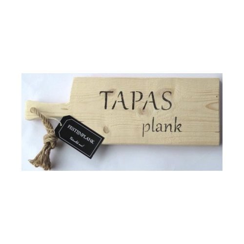Ambachtelijke, stoere steigerhouten presenteerplank voorzien van de tekst "Tapas plank".
Staat super gezellig op je tafel!
De afmeting is 80x18,5x2,5 cm.