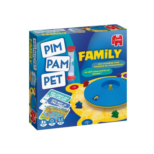 Pim Pam Pet is het bekende vraag- en antwoordspel voor de hele familie! Op de kaartjes staan vragen en door aan de draaischijf te draaien krijg jij de eerste letter van het antwoord. Spel Pim Pam Pet family is geschikt voor 2-10 spelers vanaf 8 jaar.