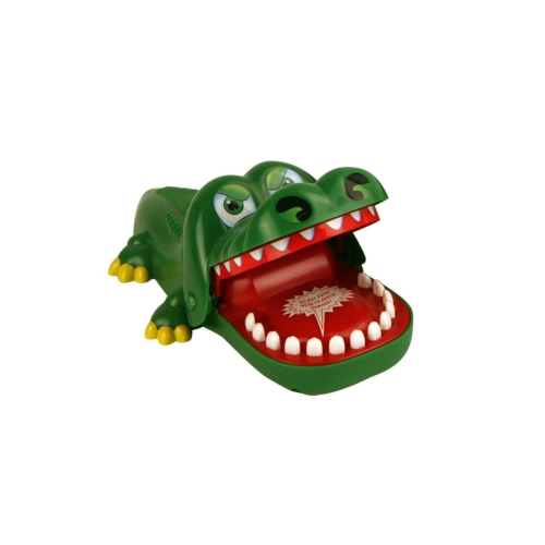 Laat je niet bijten met het grappige spel de Bijtende Krokodil Deze krokodil kan heel veel hebben. Druk om de beurt zijn tanden in, en hij reageert niet eens! Nou ja… tot je de verkeerde tand hebt.